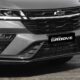 Front close-up of the Chevrolet Groove RS showing its LED headlamps, gloss black grille, and carbon fiber-style front skirt