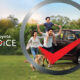 Happy Filipino family with a dog running in front of a parked Toyota MPV, symbolizing freedom of mobility and lifestyle choices, overlaid with a large checkmark and the tagline “The Toyota Choice.”