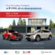 Mazda CX-5 and CX-8 parked in front of a modern home with promo details offering ₱199K all-in downpayment and free 3-year comprehensive insurance.