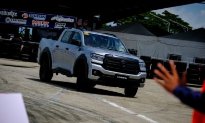 Silver GWM Cannon pickup truck maneuvering on a closed track during a driving event in the Philippines.