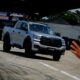 Silver GWM Cannon pickup truck maneuvering on a closed track during a driving event in the Philippines.