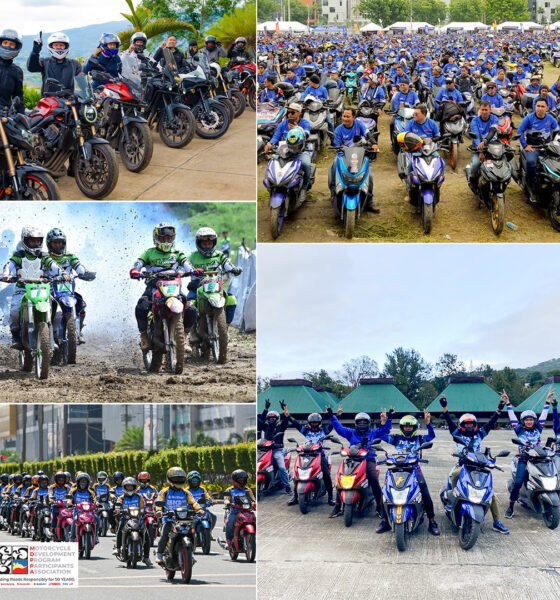Collage of various motorcycle events in the Philippines, showing riders on big bikes, scooters, and off-road motorcycles, along with large group rides organized by MDPPA members.