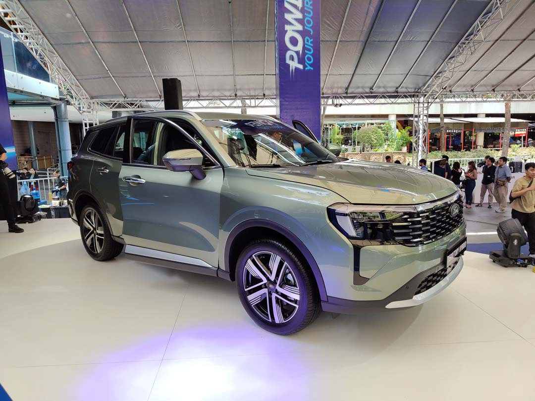 Ford Territory Hybrid in Oasis Green on display at a launch event in the Philippines.