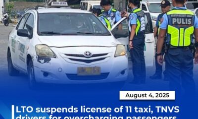 LTO and Aviation Security Group officers inspect a white taxi near NAIA as part of an overcharging crackdown operation.