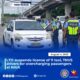 LTO and Aviation Security Group officers inspect a white taxi near NAIA as part of an overcharging crackdown operation.